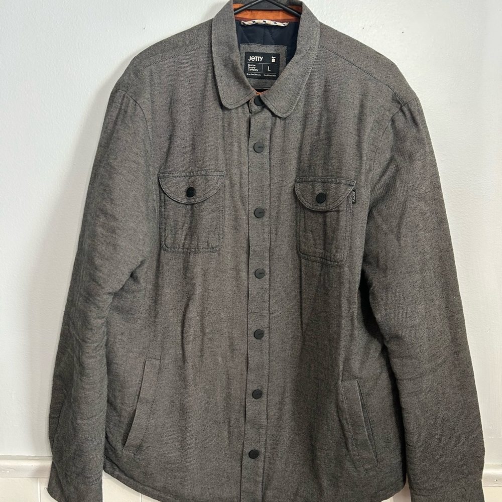 Jetty Marine Supply Co  Men's Gray Lightweight Shirt Jacket- Large